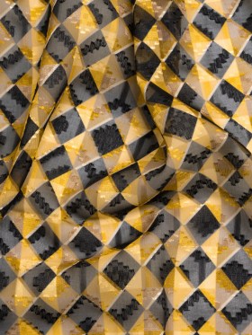 Geometric Burnout Polyester Woven Print – Yellow and Black Geometric – Mood Exclusive Raw Honey Glow Geometric Burnout Polyester Woven Print – Yellow and Black Geometric – Mood Exclusive Raw Honey Glow