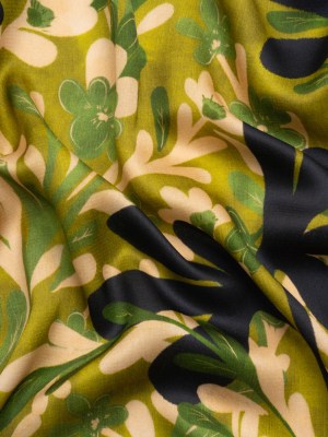 Mood Exclusive Green Tree of Life Striped Viscose Dobby Mood Exclusive Green Tree of Life Striped Viscose Dobby