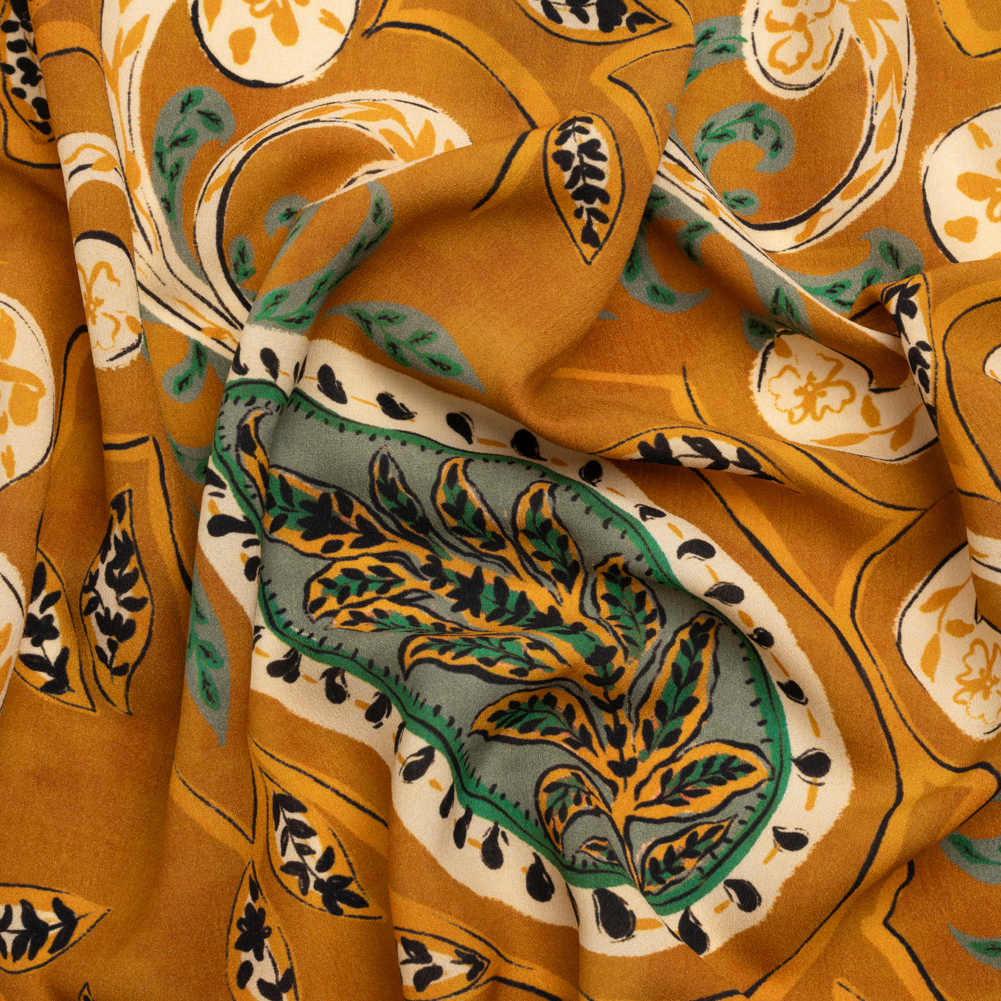 Mood Exclusive Tan Bountiful Blooms Lightweight Polyester Crepe Mood Exclusive Tan Bountiful Blooms Lightweight Polyester Crepe