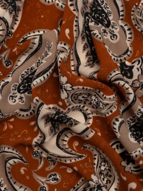 Mood Exclusive Brick Here’s to Paisley Lightweight Recycled Polyester Crepe Mood Exclusive Brick Here’s to Paisley Lightweight Recycled Polyester Crepe