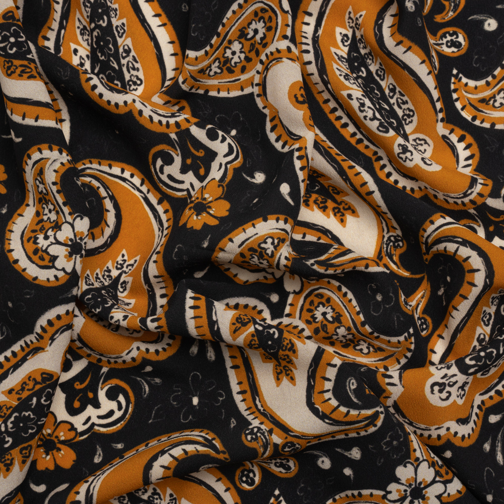 Mood Exclusive Black Here’s to Paisley Lightweight Recycled Polyester Crepe Mood Exclusive Black Here’s to Paisley Lightweight Recycled Polyester Crepe