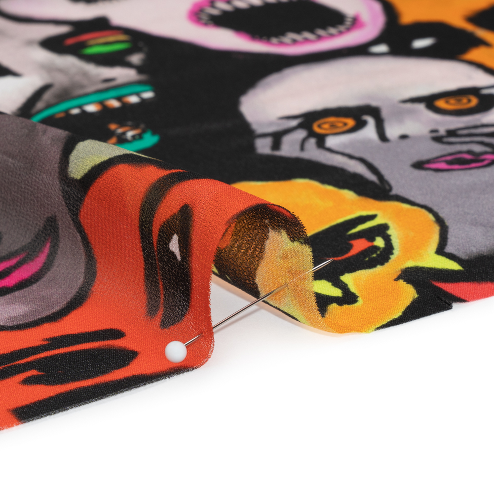 Mood Exclusive Red Nefarious Fiends Viscose Chiffon