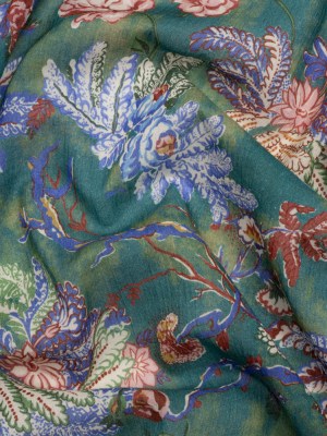 Crinkled Cotton Gauzy Woven Print – Forest Green, Red and Blue Floral – Mood Exclusive Derbyshire Stroll Crinkled Cotton Gauzy Woven Print – Forest Green, Red and Blue Floral – Mood Exclusive Derbyshire Stroll