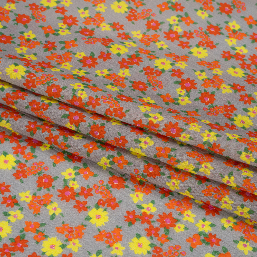 Crinkled Cotton Gauzy Woven Print – Red, Yellow and Gray Floral – Mood Exclusive Little Lillies Crinkled Cotton Gauzy Woven Print – Red, Yellow and Gray Floral – Mood Exclusive Little Lillies