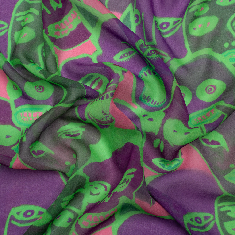 Mood Exclusive Neon Green Nefarious Fiends Viscose Chiffon Mood Exclusive Neon Green Nefarious Fiends Viscose Chiffon