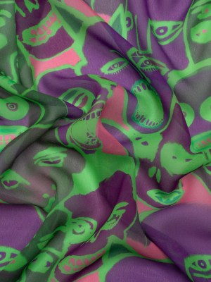 Mood Exclusive Neon Green Nefarious Fiends Viscose Chiffon Mood Exclusive Neon Green Nefarious Fiends Viscose Chiffon