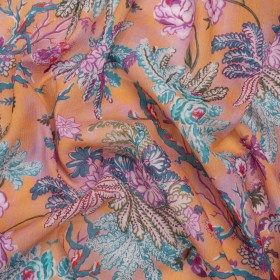 Crinkled Cotton Gauzy Woven Print – Creamsicle, Pink and Blue Floral – Mood Exclusive Derbyshire Stroll Crinkled Cotton Gauzy Woven Print – Creamsicle, Pink and Blue Floral – Mood Exclusive Derbyshire Stroll