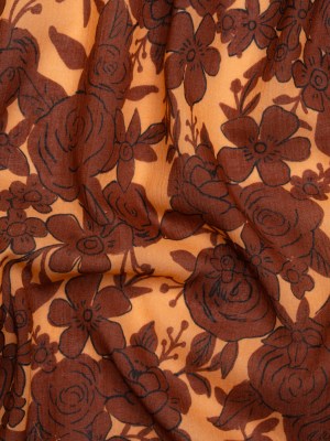 Crinkled Cotton Gauzy Woven Print – Rust and Pale Orange Floral – Mood Exclusive Floral Farewell Crinkled Cotton Gauzy Woven Print – Rust and Pale Orange Floral – Mood Exclusive Floral Farewell