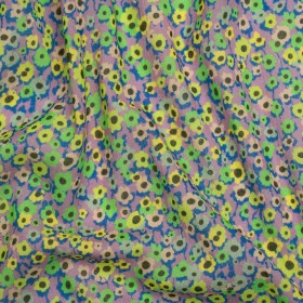 Crinkled Cotton Gauzy Woven Print – Lemon, Lime and Purple Floral – Mood Exclusive Bed of Begonias Crinkled Cotton Gauzy Woven Print – Lemon, Lime and Purple Floral – Mood Exclusive Bed of Begonias