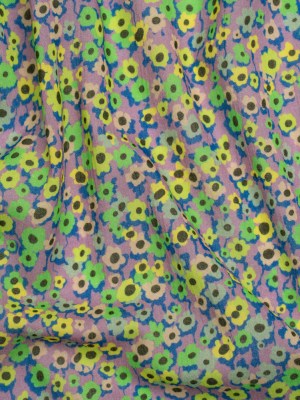 Crinkled Cotton Gauzy Woven Print – Lemon, Lime and Purple Floral – Mood Exclusive Bed of Begonias Crinkled Cotton Gauzy Woven Print – Lemon, Lime and Purple Floral – Mood Exclusive Bed of Begonias