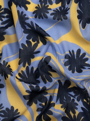 Crinkled Cotton Gauzy Woven Print – Blue and Yellow Swirls and Florals – Mood Exclusive Daydreams and Daisies Crinkled Cotton Gauzy Woven Print – Blue and Yellow Swirls and Florals – Mood Exclusive Daydreams and Daisies