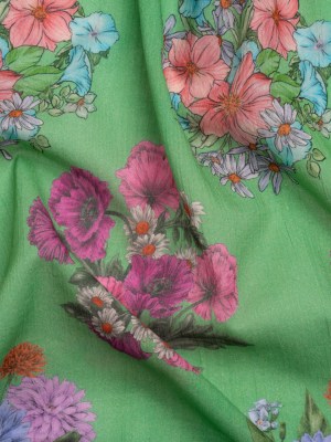 Crinkled Cotton Gauzy Woven Print – Green and Pink Floral Bunches – Mood Exclusive Flower Shoppe Crinkled Cotton Gauzy Woven Print – Green and Pink Floral Bunches – Mood Exclusive Flower Shoppe
