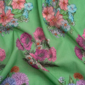Crinkled Cotton Gauzy Woven Print – Green and Pink Floral Bunches – Mood Exclusive Flower Shoppe Crinkled Cotton Gauzy Woven Print – Green and Pink Floral Bunches – Mood Exclusive Flower Shoppe