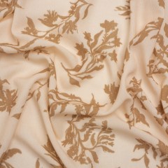 Mood Exclusive Beige Sprouting Sprigs Crinkled Gauzy Viscose Crepe Mood Exclusive Beige Sprouting Sprigs Crinkled Gauzy Viscose Crepe