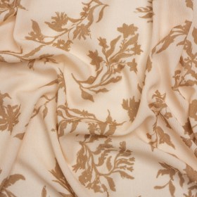 Mood Exclusive Beige Sprouting Sprigs Crinkled Gauzy Viscose Crepe Mood Exclusive Beige Sprouting Sprigs Crinkled Gauzy Viscose Crepe
