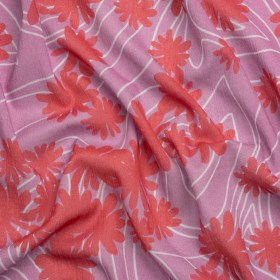 Crinkled Cotton Gauzy Woven Print – Red and Lilac Swirls and Florals – Mood Exclusive Daydreams and Daisies Crinkled Cotton Gauzy Woven Print – Red and Lilac Swirls and Florals – Mood Exclusive Daydreams and Daisies