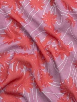 Crinkled Cotton Gauzy Woven Print – Red and Lilac Swirls and Florals – Mood Exclusive Daydreams and Daisies Crinkled Cotton Gauzy Woven Print – Red and Lilac Swirls and Florals – Mood Exclusive Daydreams and Daisies