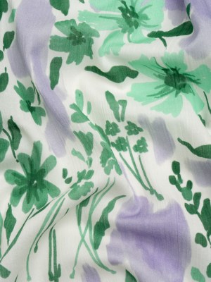 Crinkled Cotton Gauzy Woven Print – Lavender and Green Floral – Mood Exclusive Abundance Mindset Crinkled Cotton Gauzy Woven Print – Lavender and Green Floral – Mood Exclusive Abundance Mindset