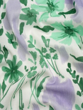 Crinkled Cotton Gauzy Woven Print – Lavender and Green Floral – Mood Exclusive Abundance Mindset Crinkled Cotton Gauzy Woven Print – Lavender and Green Floral – Mood Exclusive Abundance Mindset