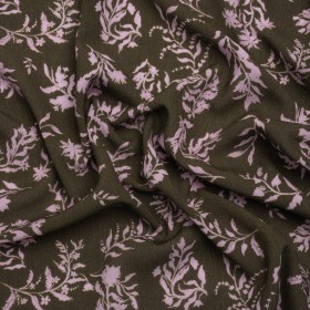 Mood Exclusive Olive Sprouting Sprigs Crinkled Gauzy Viscose Crepe Mood Exclusive Olive Sprouting Sprigs Crinkled Gauzy Viscose Crepe