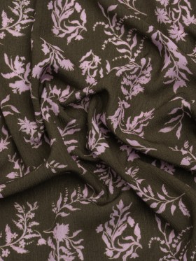 Mood Exclusive Olive Sprouting Sprigs Crinkled Gauzy Viscose Crepe Mood Exclusive Olive Sprouting Sprigs Crinkled Gauzy Viscose Crepe