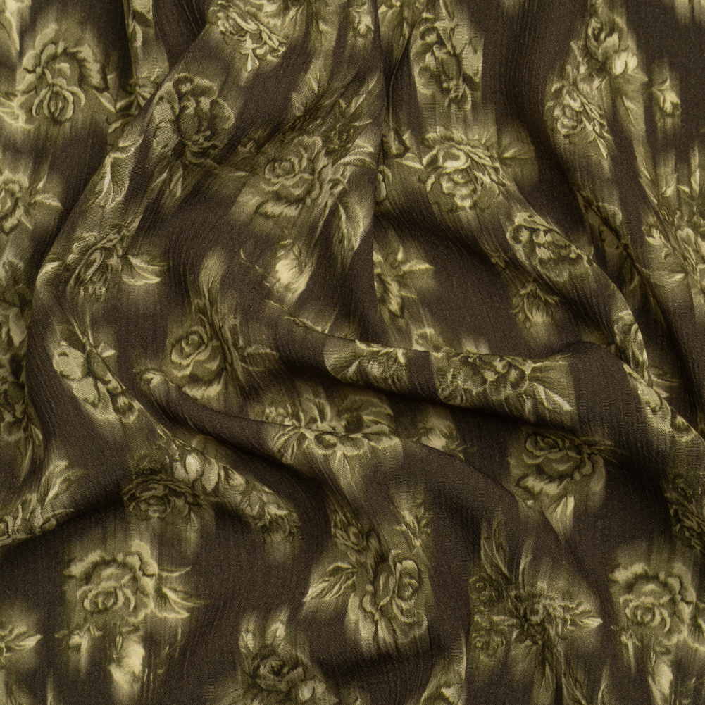 Mood Exclusive Olive Fragrant Feelings Crinkled Gauzy Viscose Crepe Mood Exclusive Olive Fragrant Feelings Crinkled Gauzy Viscose Crepe