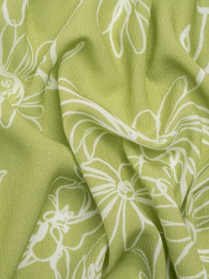 Mood Exclusive Lime Doodling Daisies Crinkled Gauzy Viscose Crepe Mood Exclusive Lime Doodling Daisies Crinkled Gauzy Viscose Crepe