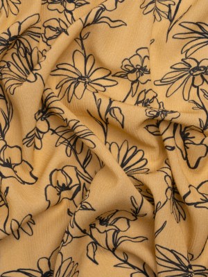 Mood Exclusive Beige Doodling Daisies Crinkled Gauzy Viscose Crepe Mood Exclusive Beige Doodling Daisies Crinkled Gauzy Viscose Crepe