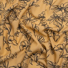 Mood Exclusive Beige Doodling Daisies Crinkled Gauzy Viscose Crepe Mood Exclusive Beige Doodling Daisies Crinkled Gauzy Viscose Crepe