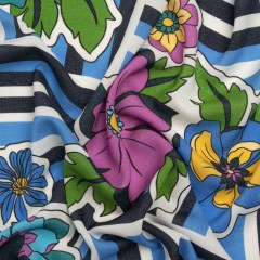 Metallic Viscose Woven Print – Blue Stripes and Florals – Mood Exclusive Countess Clarissa Metallic Viscose Woven Print – Blue Stripes and Florals – Mood Exclusive Countess Clarissa