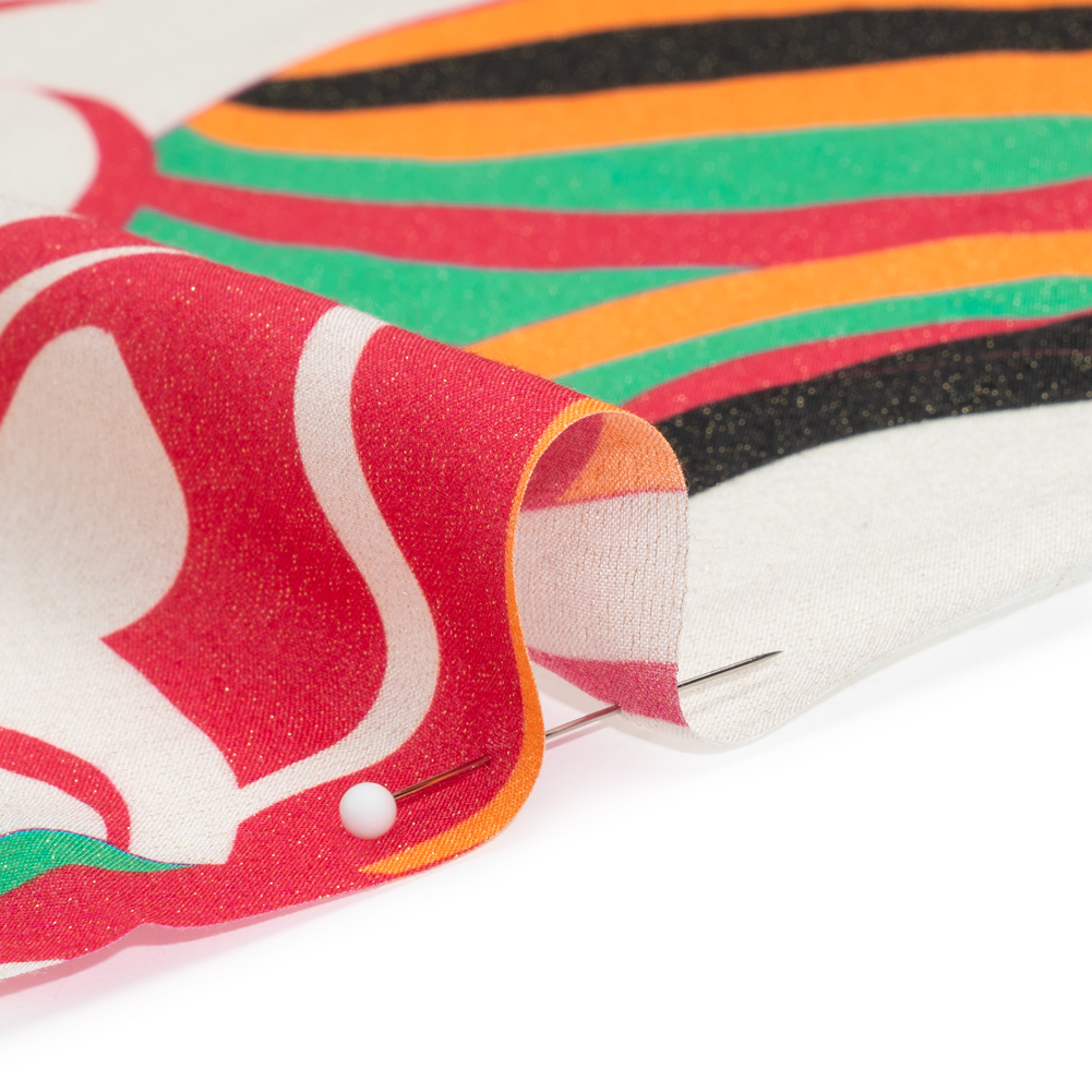 Metallic Viscose Woven Print - Pink, Green and White Abstract - Mood Exclusive Air Ride