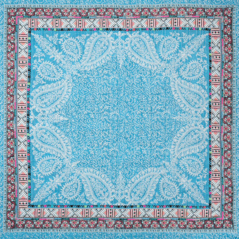 Metallic Striped Viscose Dobby Panel – Light Blue Paisley and Geometric – Mood Exclusive Bandana Bonanza Metallic Striped Viscose Dobby Panel – Light Blue Paisley and Geometric – Mood Exclusive Bandana Bonanza