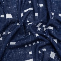 Slubbed Gauzy Cotton Woven Print – Navy Geometric Squares – Mood Exclusive Blocked In Slubbed Gauzy Cotton Woven Print – Navy Geometric Squares – Mood Exclusive Blocked In