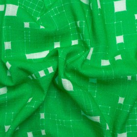 Slubbed Gauzy Cotton Woven Print – Kelly Green Geometric Squares – Mood Exclusive Blocked In Slubbed Gauzy Cotton Woven Print – Kelly Green Geometric Squares – Mood Exclusive Blocked In