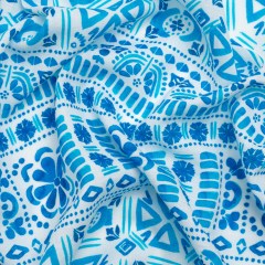 Mood Exclusive Blue Polygon Petals Cotton Crepe Mood Exclusive Blue Polygon Petals Cotton Crepe