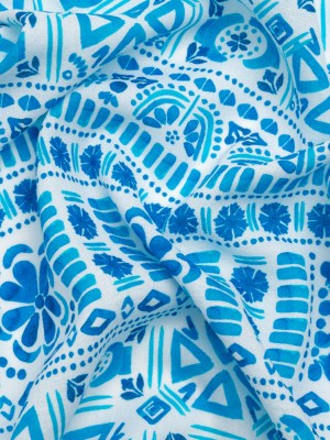 Mood Exclusive Blue Polygon Petals Cotton Crepe Mood Exclusive Blue Polygon Petals Cotton Crepe