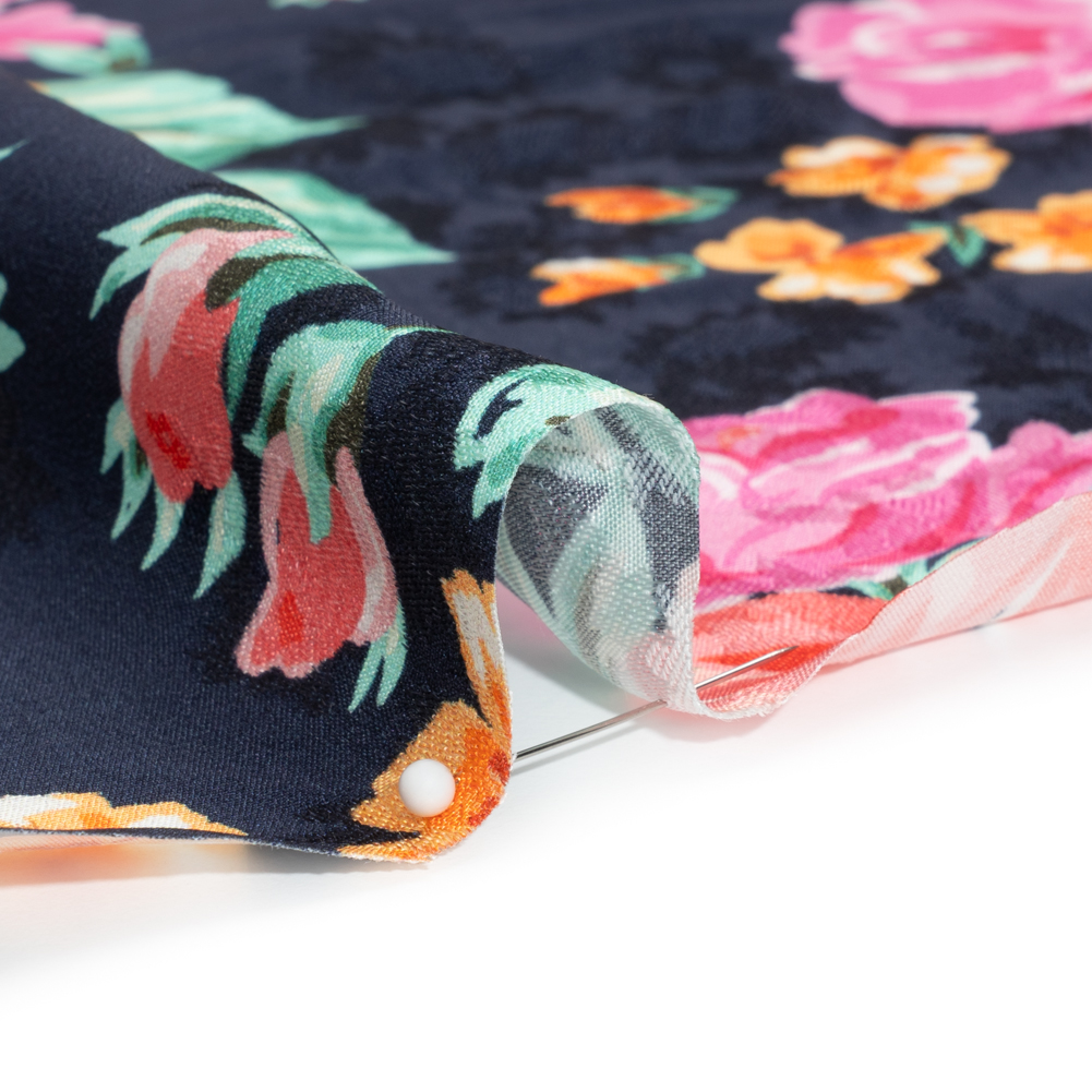 Floral Viscose Jacquard Print – Midnight and Orange Floral – Mood Exclusive Downright Dalloway Floral Viscose Jacquard Print – Midnight and Orange Floral – Mood Exclusive Downright Dalloway