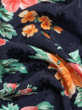 Floral Viscose Jacquard Print – Midnight and Orange Floral – Mood Exclusive Downright Dalloway Floral Viscose Jacquard Print – Midnight and Orange Floral – Mood Exclusive Downright Dalloway