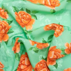 Floral Viscose Jacquard Print – Mint Green and Orange Floral – Mood Exclusive Robin’s Egg Rose Floral Viscose Jacquard Print – Mint Green and Orange Floral – Mood Exclusive Robin’s Egg Rose