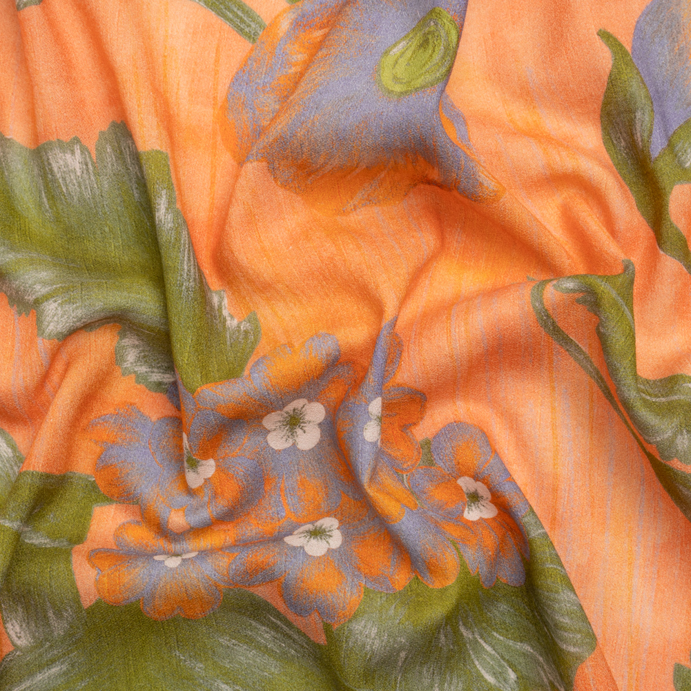Mood Exclusive Orange Clementines and Lavender Cotton Crepe Mood Exclusive Orange Clementines and Lavender Cotton Crepe