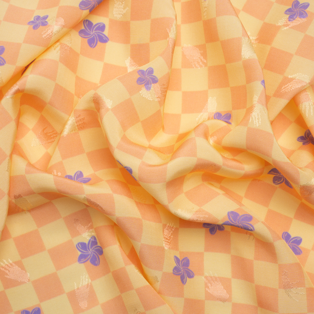 Hands Viscose Jacquard Print – Peach Floral Checkerboard – Mood Exclusive Dippin’ Disco Hands Viscose Jacquard Print – Peach Floral Checkerboard – Mood Exclusive Dippin’ Disco