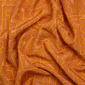 Hands Viscose Jacquard Print – Orange Maze Lines – Mood Exclusive Great Escape Hands Viscose Jacquard Print – Orange Maze Lines – Mood Exclusive Great Escape