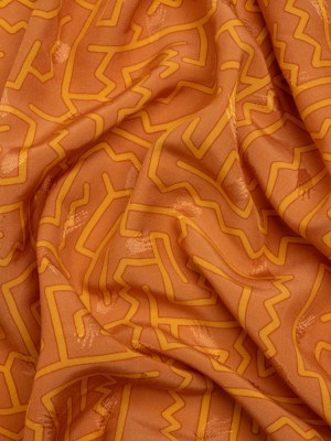 Hands Viscose Jacquard Print – Orange Maze Lines – Mood Exclusive Great Escape Hands Viscose Jacquard Print – Orange Maze Lines – Mood Exclusive Great Escape