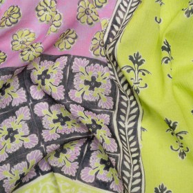 Crinkled Cotton Gauzy Woven Panel – Baby Pink and Lime Green Floral Patchwork – Mood Exclusive Oued Fes Crinkled Cotton Gauzy Woven Panel – Baby Pink and Lime Green Floral Patchwork – Mood Exclusive Oued Fes