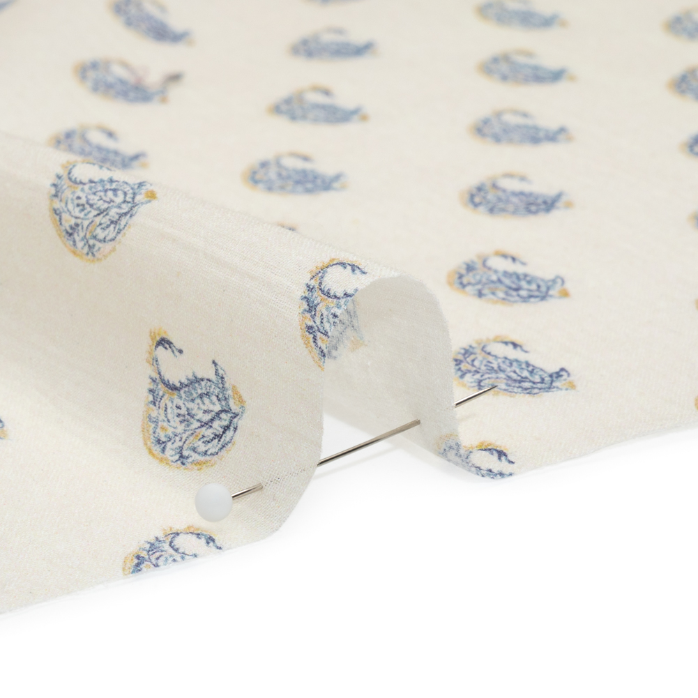 Crinkled Cotton Gauzy Woven Print – Cream and Blue Paisley – Mood Exclusive Bit of Bloom Crinkled Cotton Gauzy Woven Print – Cream and Blue Paisley – Mood Exclusive Bit of Bloom