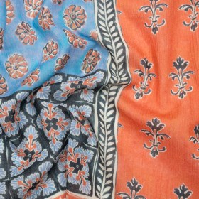 Crinkled Cotton Gauzy Woven Panel – Sky Blue and Coral Floral Patchwork – Mood Exclusive Oued Fes Crinkled Cotton Gauzy Woven Panel – Sky Blue and Coral Floral Patchwork – Mood Exclusive Oued Fes