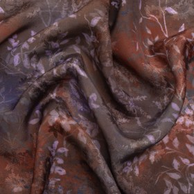 Floral Viscose Jacquard Print – Brown and Purple Leaves – Mood Exclusive Seasonal Impressions Floral Viscose Jacquard Print – Brown and Purple Leaves – Mood Exclusive Seasonal Impressions