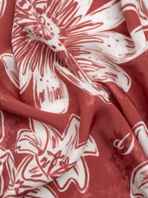 Floral Viscose Jacquard Print – Red and White Floral – Mood Exclusive Botany and Biology Floral Viscose Jacquard Print – Red and White Floral – Mood Exclusive Botany and Biology