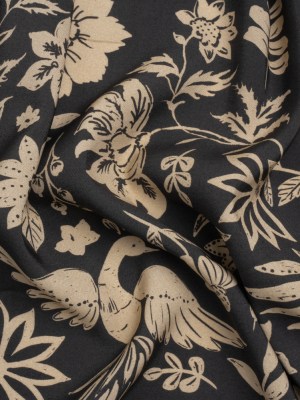 Mood Exclusive Black Pheonix Flowers Sustainable Viscose and Polyester Twill Mood Exclusive Black Pheonix Flowers Sustainable Viscose and Polyester Twill