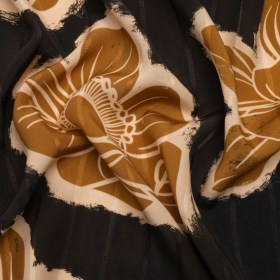 Striped Viscose Jacquard Print – Mustard Floral – Mood Exclusive Simple Luxuries Striped Viscose Jacquard Print – Mustard Floral – Mood Exclusive Simple Luxuries